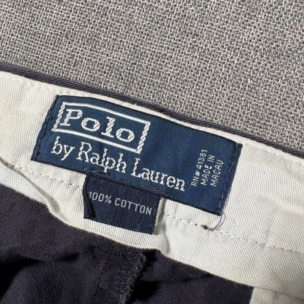 Vintage Polo Ralph Lauren Classic Chino‎ Mens 36x32 Blue Flat Front Cotton Pants